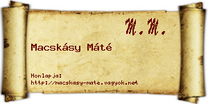 Macskásy Máté névjegykártya
