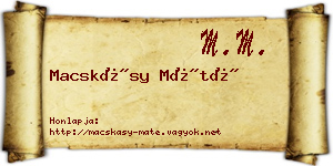 Macskásy Máté névjegykártya